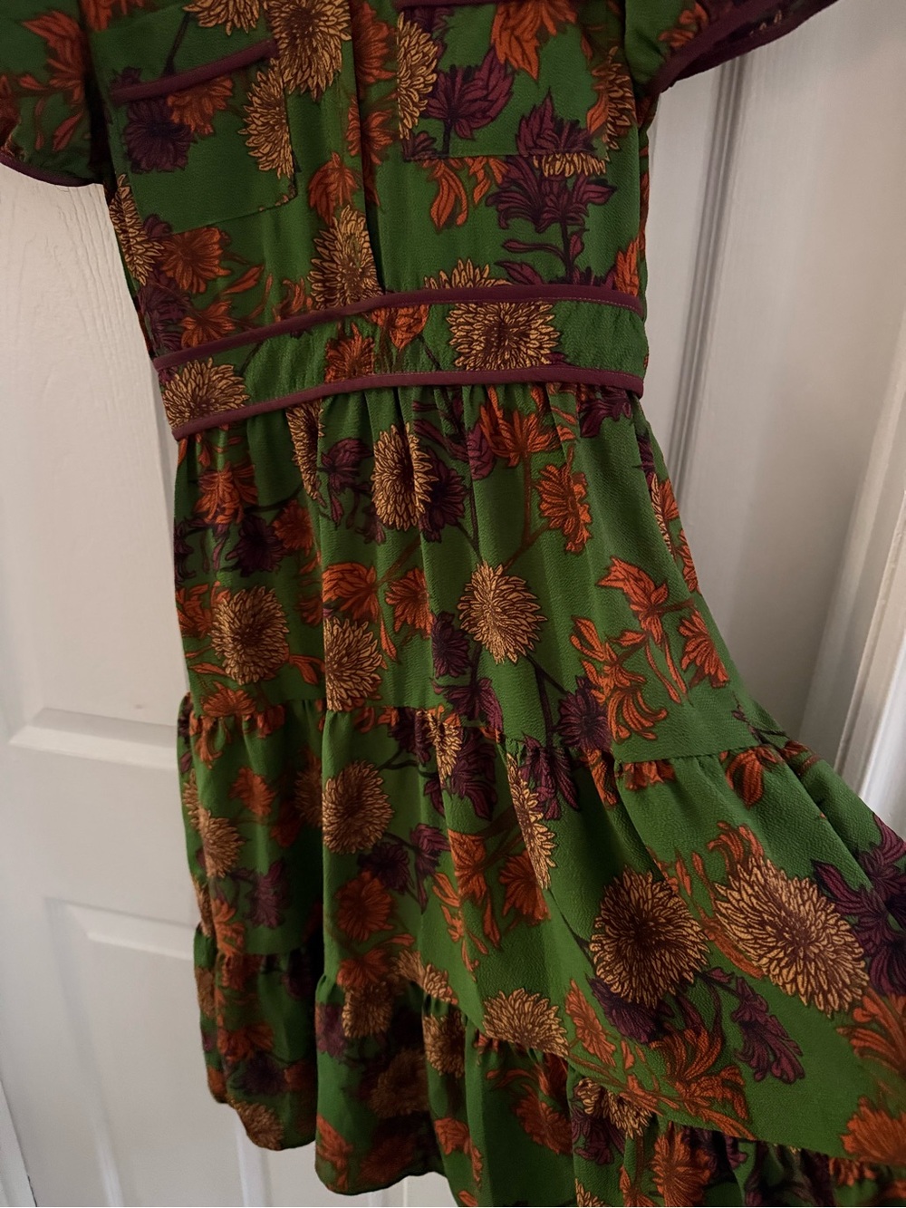 Green Floral Button-Front Midi Dress - Picture 2 of 2